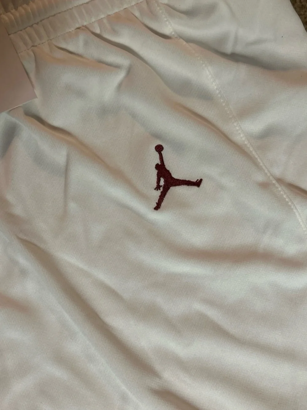Jordan Men’s White and Burgundy Athletic Shorts